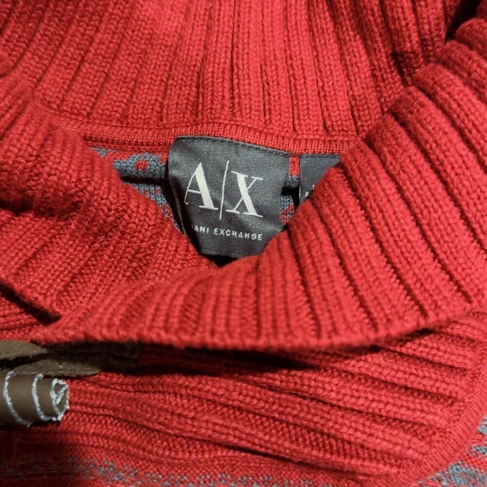 Armani-exchange Men's Red and Burgundy Jumper